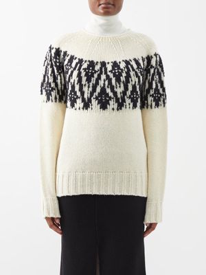 Jil Sander - Fair Isle-intarsia Wool-blend Sweater - Womens - Ecru