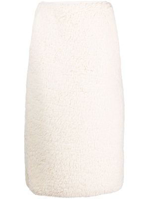 Jil Sander faux-shearling straight midi skirt - Neutrals
