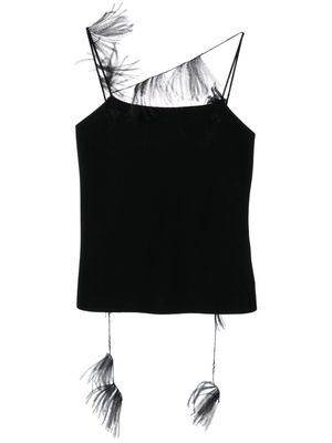 Jil Sander feather-trim camisole top - Black