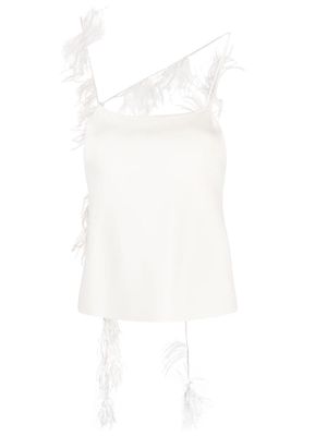 Jil Sander feather-trim camisole top - White