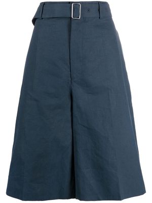 Jil Sander flared linen bermuda shorts - Blue