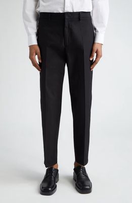 Jil Sander Flat Front Cotton Pants in Black