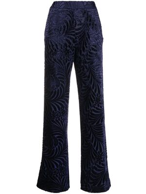 JIL SANDER flocked patterned-jacquard trousers - Blue