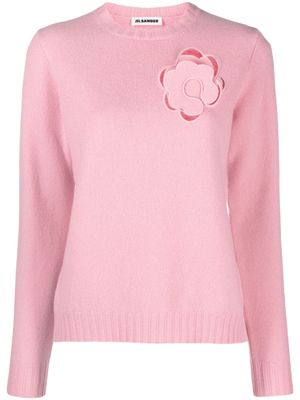 Jil Sander floral-appliqué wool jumper - Pink