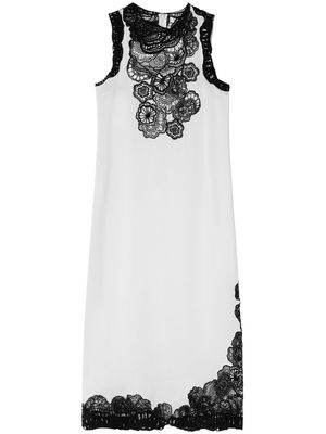 Jil Sander floral-embroidered sleeveless midi dress - White