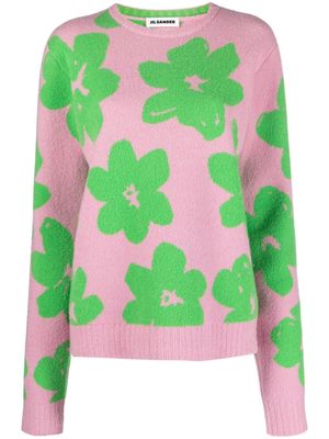 Jil Sander floral-intarsia wool blend jumper - Pink