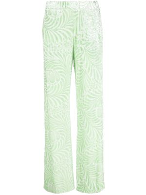Jil Sander floral-jacquard flared trousers - Green