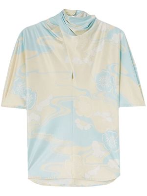 Jil Sander floral-print cowl-neck T-Shirt - Neutrals