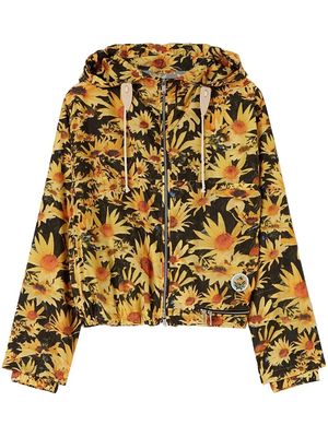 Jil Sander floral-print drawstring-hood jacket - Yellow