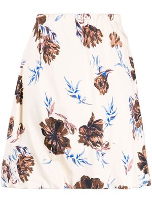 Jil Sander floral-print elastic-waist skirt - Brown