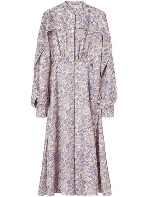 Jil Sander floral-printed cape dress - Neutrals