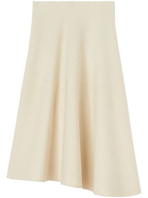 Jil Sander fluted A-line wool skirt - White