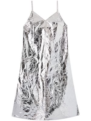Jil Sander foil-printed nappa-leather dress - Silver