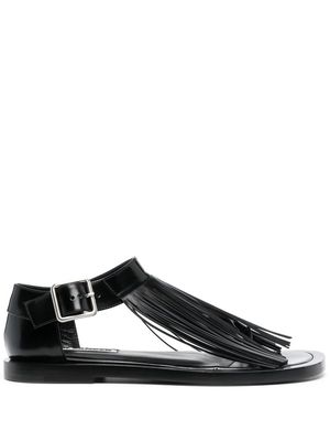 Jil Sander fringe-detail leather sandals - Black