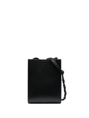 Jil Sander front embossed-logo shoulder bag - Black