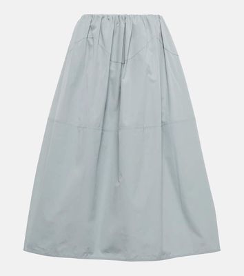 Jil Sander Gathered cotton poplin midi skirt