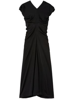 Jil Sander gathered-detail satin-finish gown - Black