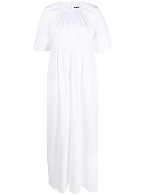 Jil Sander gathered short-sleeve maxi dress - White