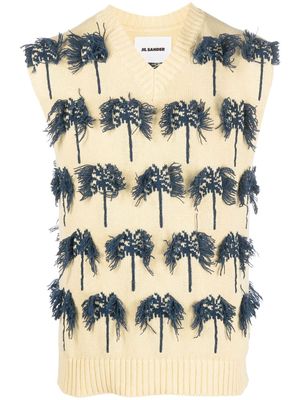 Jil Sander hand-embroidered palm-tree motif vest - Yellow