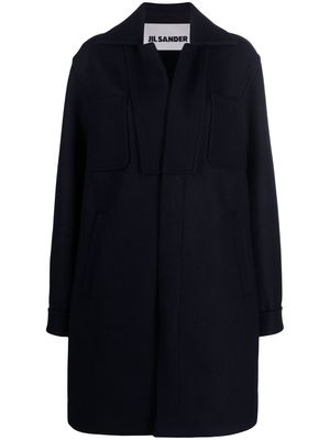 Jil Sander handwarmer-pocket mid-length coat - Blue