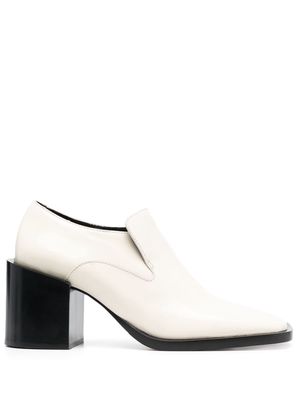 Jil Sander high-heel square-toe leather loafers - Neutrals