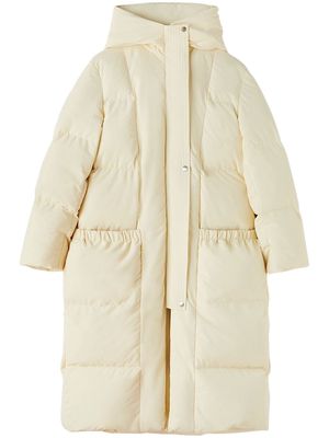 Jil Sander hooded quilted down coat - White
