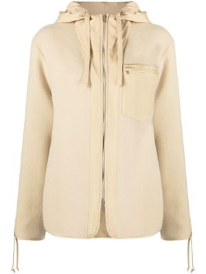 Jil Sander hooded zip-front wool jacket - Neutrals