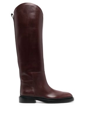 Jil Sander knee-length leather boots - Brown