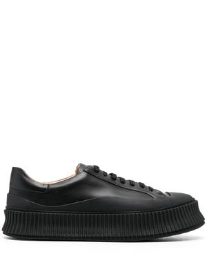 Jil Sander lace-up leather platform sneakers - Black