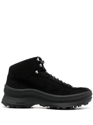 Jil Sander lace-up suede hiking boots - Black