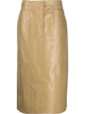 Jil Sander leather A-line pencil skirt - Brown