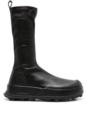 Jil Sander leather platform boots - Black