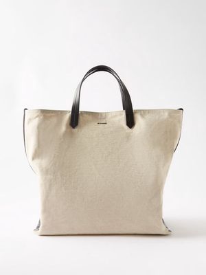 Jil Sander - Leather-trim Canvas Tote Bag - Mens - Beige