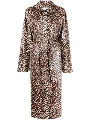 Jil Sander leopard-print belted coat - Brown