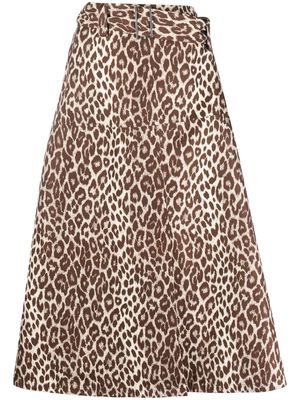 Jil Sander leopard-print midi skirt - Neutrals