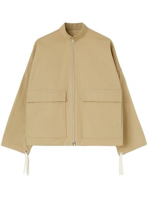 Jil Sander logo-appliqué cotton jacket - Brown