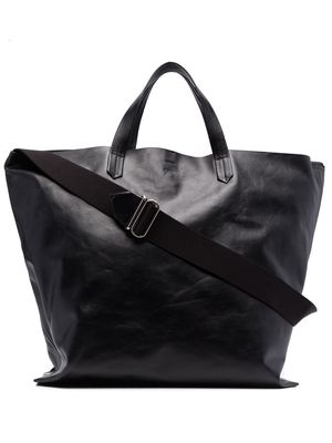 JIL SANDER logo-debossed leather tote bag - Black