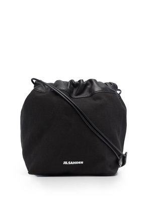 Jil Sander logo drawstring shoulder bag - Black