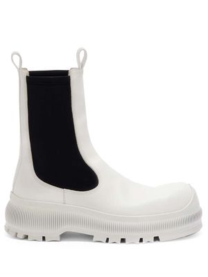 Jil Sander logo-embossed leather boots - White