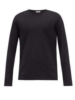 Jil Sander - Logo-embroidered Cotton-blend Long-sleeved T-shirt - Mens - Black
