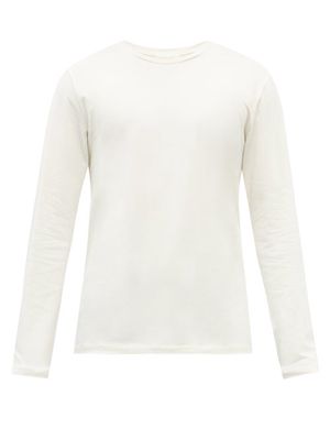 Jil Sander - Logo-embroidered Cotton-blend Long-sleeved T-shirt - Mens - Cream