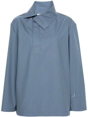 Jil Sander logo-embroidered cotton blouse - Blue