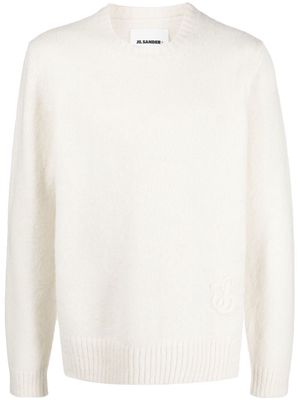 Jil Sander logo-embroidered knitted jumper - Neutrals