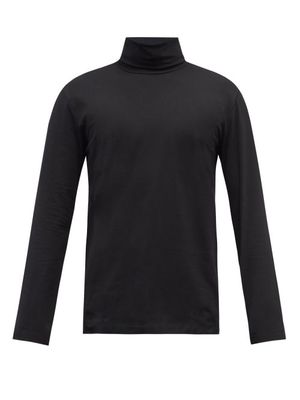 Jil Sander - Logo-embroidered Roll-neck Cotton-blend Top - Mens - Black