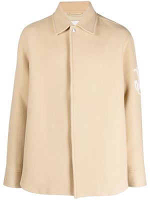 Jil Sander logo-embroidered virgin-wool jacket - Neutrals