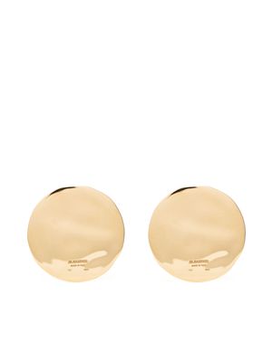 Jil Sander logo-engraved circle earrings - Gold