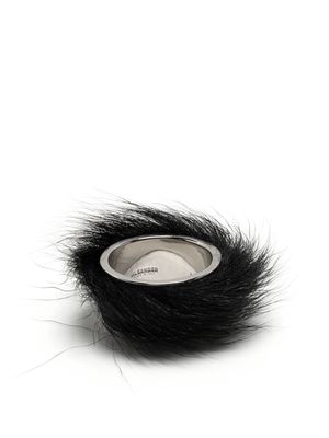 Jil Sander logo-engraved faux-fur ring - Black