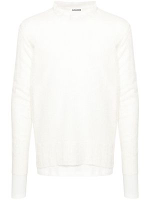 Jil Sander logo intarsia-knit cotton jumper - White