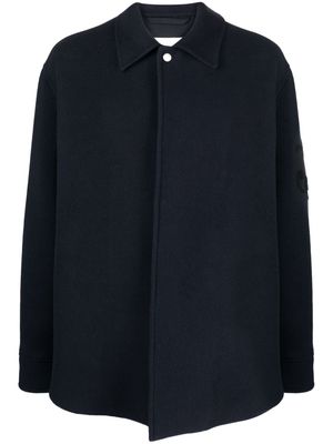 Jil Sander logo-jacquard virgin wool shirt jacket - Blue
