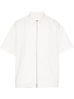 Jil Sander logo-patch canvas shirt jacket - White